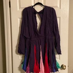 Multi color mini dress with rope belt